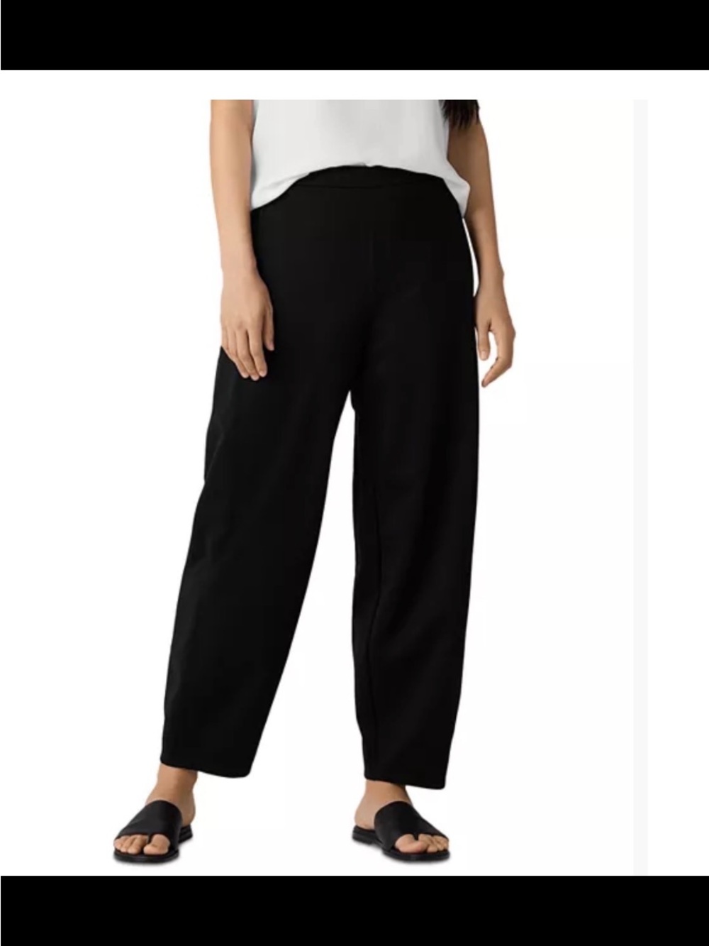 Eileen Fisher Black Wide-Leg Pull-On Pants